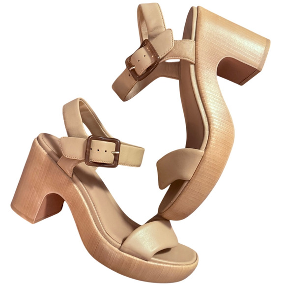 Vince Noelle Leather Platform Sandals Ankle Strap Quiet Luxury Size 8.5 EUC - Picture 3 of 10